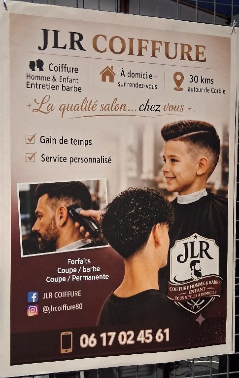 Affiche JLR Coiffure : la qualité salon… chez vous